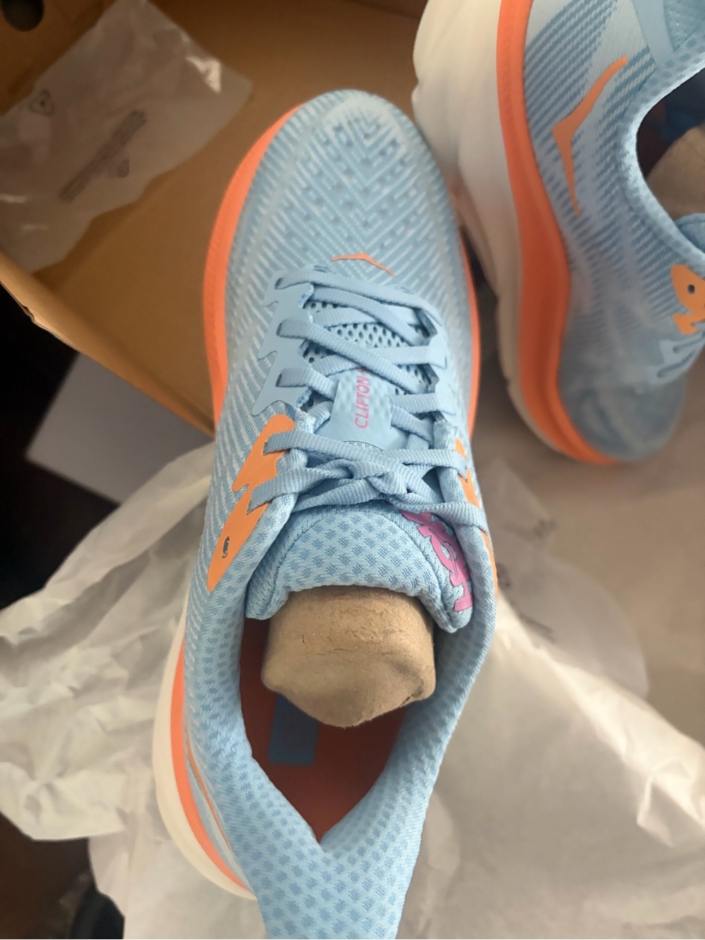 Hoka Light Blue and Peach Women's Running Shoe - Picture 4 of 8